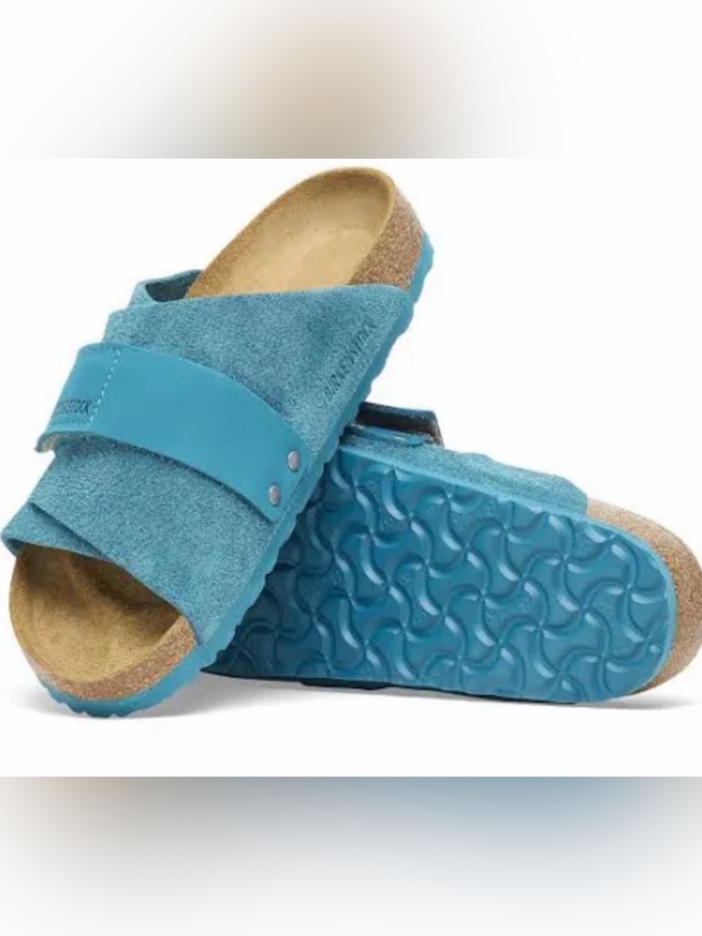 Birkenstock Teal Suede Slide Clogs